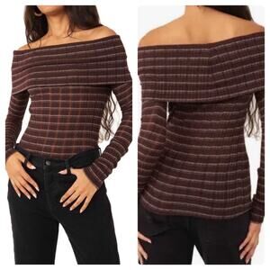Free People Snowbunny Girlfriend Rib Top in Grapesicle Combo